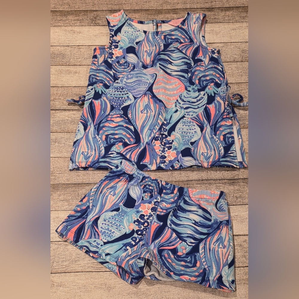 Lilly Pulitzer Scale Up Fish 2 Piece Set Girls Size 2-3